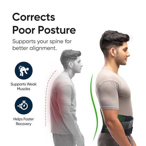 Image of Frido Ultimate Lumbo Sacral Belt For Women & Men | Lumbar Support Belt For Back Pain, Posture, Spine Alignment | Adjustable Straps | Waist Belt For Pain Relief | Black | (M) (30-34 Inches)