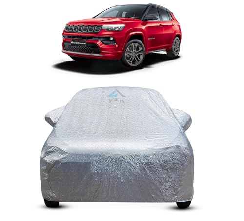 Image of Y3H 100% Waterproof Car Cover Compatible with Jeep Compass (Model : 2017-2022) Custom Fit Body Covers with Mirror Pockets | Color : Metalic Silver