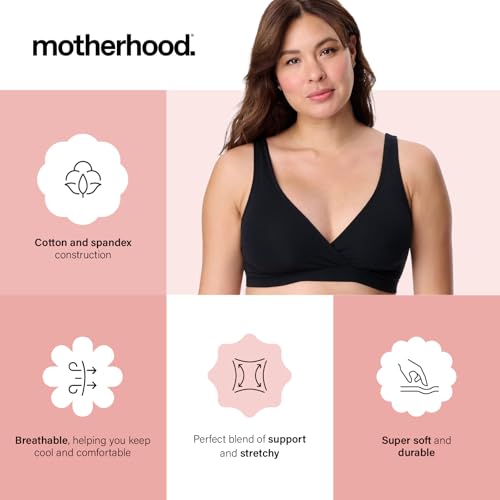 Image of Motherhood Maternity Women's Soft Cotton Spandex Wrap Front Maternity & Nursing Sleep Bralette Bra S-3x