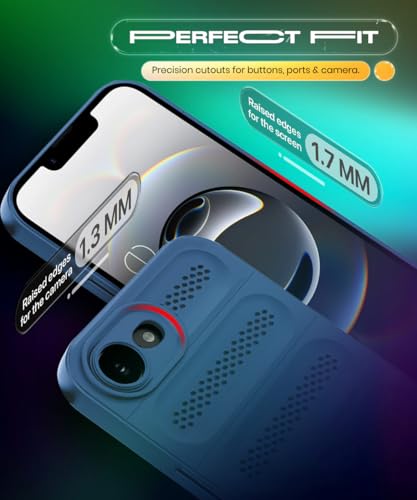 Image of WOW IMAGINE Ultimate Silicone Back Cover Case for iPhone 16e | iPhone 17e | Heat Dissipation Thin Soft TPU | 360 Camera Protection | Breathable Cooling Holes - Deep Blue