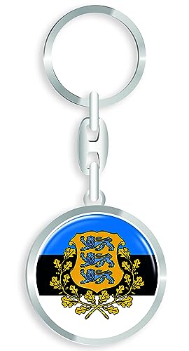 daged Porte-clés Estonie - En métal - Effet 3D + autocollant - RD, multicolore, 33mm
