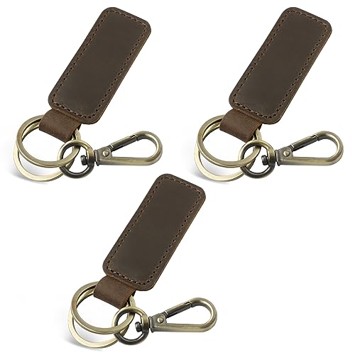 Image of Jack&Chris Genuine Leather Car Keychain, Universal Key Fob Keychain, Leather Key Chain Holder for Men and Women, JC306