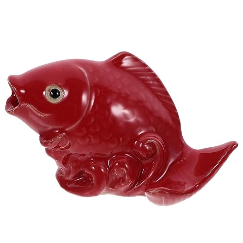 SOLUSTRE Unique Ceramic Fish Decor Garden Water Fountain Nozzle Realistic Carp Statue for Outdoor Indoor Decor