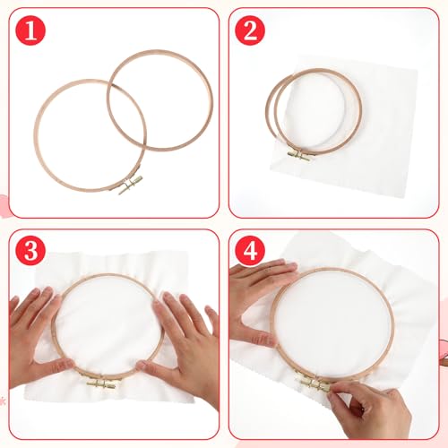Image of 2 Pack 6 Inch 7 Inch Wooden Embroidery Hoops, Cross Stitch Hoops Ring, Circle Wooden Embroidery Frames Cross Stitch Supplies Beech for Art Craft Sewing, DIY Decoration