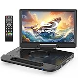 FANGOR 13.3” Portable Blu-ray Player, 12” Full HD Rotating Screen, Built-in Rechargeable Battery with Remote, HDMI Output & AV Input, USB/Micro SD Playback, Last Memory
