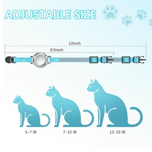 Image of AirTag Cat Collar Breakaway, Rhinestone Collars with Air Tag Holder, Blue