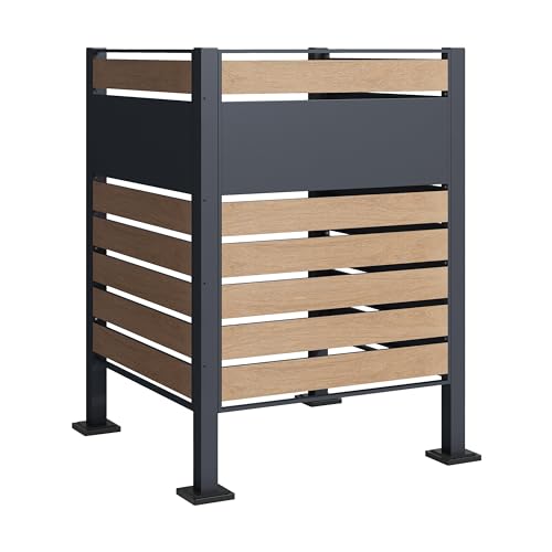 ESTEXO Mülltonnenverkleidung Mülltonnenbox Mülltonnenzaun 120 cm Garten Flexibler Sichtschutz erweiterbar (4 Pfosten + 3 Elemente)