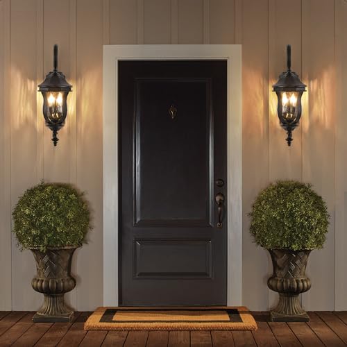 Image of Black Outdoor Wall Sconces, 22.8 inch Large Exterior Wall Lanterns