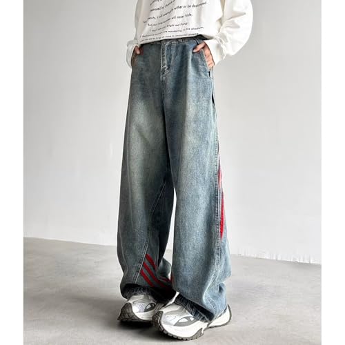 Baggy Jeans Men Y2k Striped Jeans Men Relaxed Fit Washed Stripe Wide Leg Streetwear for Skater Denim Pants Casual4