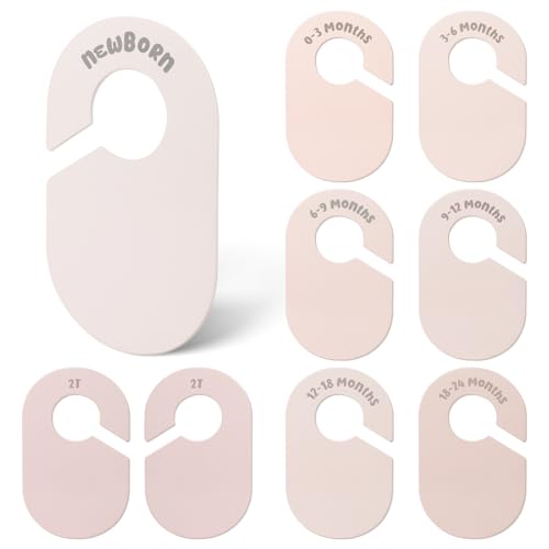 MEILIDY Baby Closet Dividers, Double Sided Nursery Clothes Size Separators for Newborn to 2T, Round, Neutral, 8 Pcs