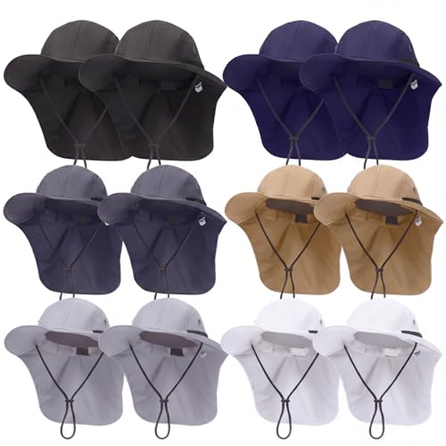 Image of Therwen Sun Hats with Neck Flap for Men Women Unisex Hiking Safari Hat Wide Brim UV Sun Protection Cap for Outdoor