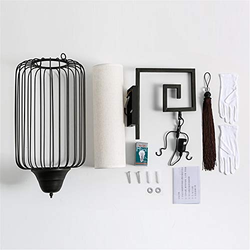 Wall Light Indoor Modern Simple Creative New Chinese Style Antique Lantern Wall Hanging Lamp E27 Socket Fabric Shade Black Wrought Iron Wall Lamp for Living Room Bedroom Restaurant Hallway steampunk buy now online Wall Light Indoor Modern Simple Creative New Chinese Style Antique Lantern Wall Hanging Lamp E27 Socket Fabric Shade Black Wrought Iron Wall Lamp for Living Room Bedroom Restaurant Hallway steampunk buy now online