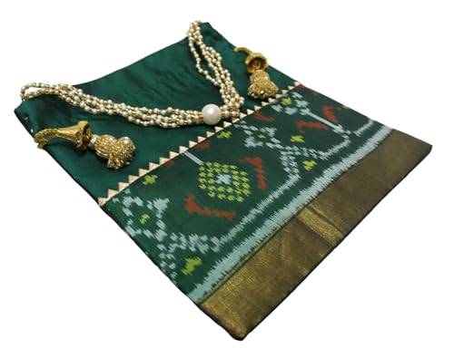 Milan's Creation Pure Single Ikkat/Rajkoti Patoda Silk Potli Bag Purse Beautiful Pearl Handle Tassels Women’s Handbag Royal Wedding Festival - Image 6