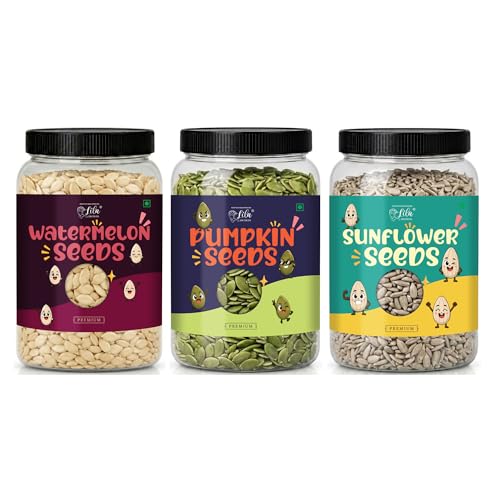 Image of LILA DRY FRUITS Seeds Combo Pack Pumpkin Sunflower Watermelon Seed 100 g x 3 | Raw Mixed Seeds Pack for Healthy Snacking, Smoothies, Salads & Daily Nutrition Perfect for Gifting