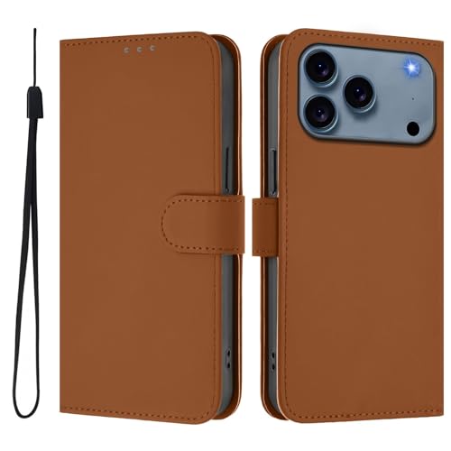 Étui pour iPhone 17 Air en cuir marron avec clapet magnétique élégant