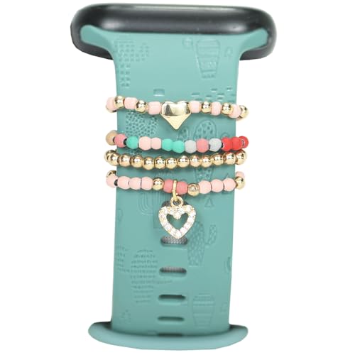 ZOOEYLLOW Heart Stretchy Beaded Decorative Watch Band Charms for Apple Watch 38mm 40mm 41mm 42mm 44mm 45mm 49mm Cute Love Slide Ring Loops Jewelry Silicone Smartwatch Strap Accessories Metal Gold Charms for Iwatch Band Series Ultra 8 7 6 5 4 3 2 sefor Samsung Galaxy 4 5 Pro Fitbit