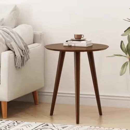 Image of WOODSOME Solid Wood Round Side Table | Modern Wooden End Table for Living Room, Bedroom & Balcony | Coffee Table with Sturdy Legs | 46 cm Diameter x 45 cm Height