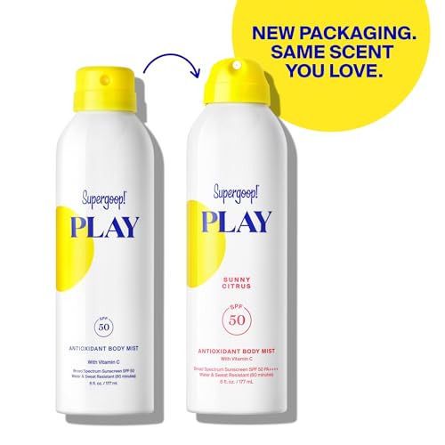 Image of Supergoop! PLAY Antioxidant Body Mist w /Vitamin C - 6 fl oz - SPF 50 PA++++ Broad Spectrum Sunscreen - Body Spray - Great for Active Days
