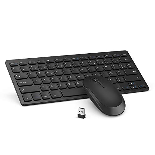 Jelly Comb Ensemble Clavier Souris sans Fil UltraMince Clavier AZERTY pour Ordinateur Portable PC-Noir