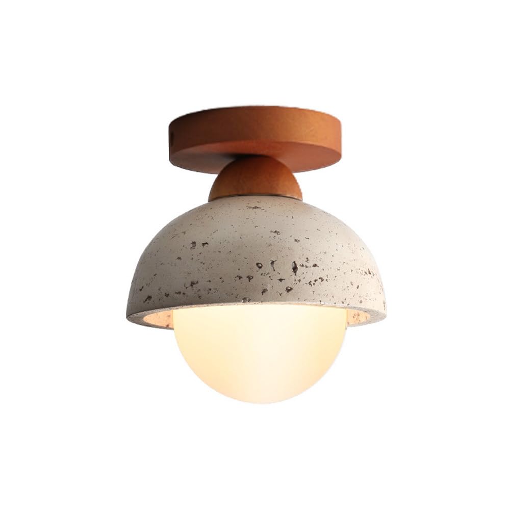 Japanese Wabi-sabi Style Ceiling Light, Imitation Yellow Cave Stone Design Vintage Ceiling Light Fixtures, G9 Socket Mid-Century Retro Close to Ceiling Lamp for Hallway Entryway Closet