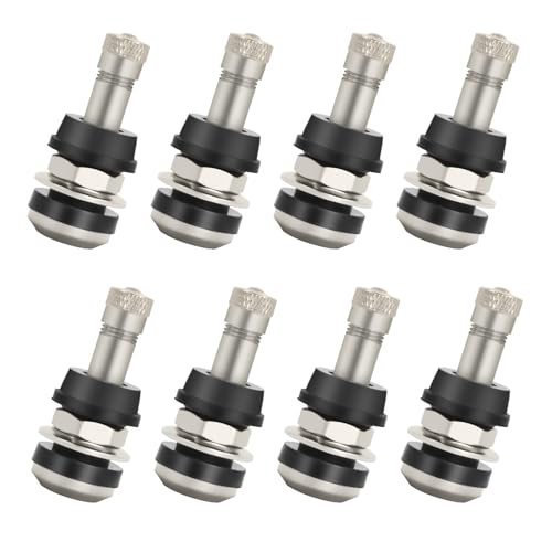 Ketofa TR-416 Metal Tire Valve Stems Outer Mount Fits 0.453 & 0.625 Rim Holes Long 1 1/2 Silver (8 Pcs)