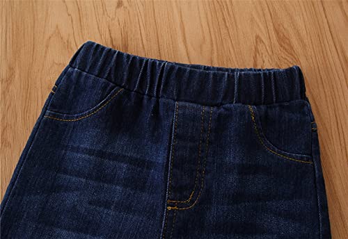 Kids Girls Leopard Print Flare Jeans Toddler Vintage Bell Bottom Pants Washed Denim Pants 1-6Y4