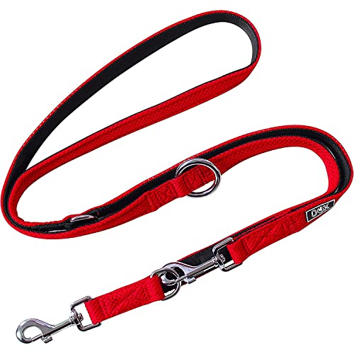 DDOXX Guinzaglio per Cani Air Mesh, Regolabile con 3 Misure, 2m | Tanti Colori e Taglie | Guinzaglio Doppio Cane Gatto Cucciolo Taglia Piccola Media Grande Piccoli Medi Grand | Rosso, M