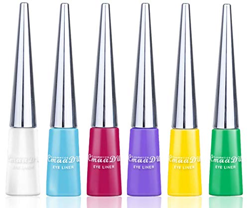 6 Colors Neon Liquid Eyeliner Set, Colorful Matte Liquid Eye Liner Long Lasting Waterproof Eyeliner Makeup, Smudgeproof Rainbow Eye Liner Pen for Women Girls (6 PCS)
