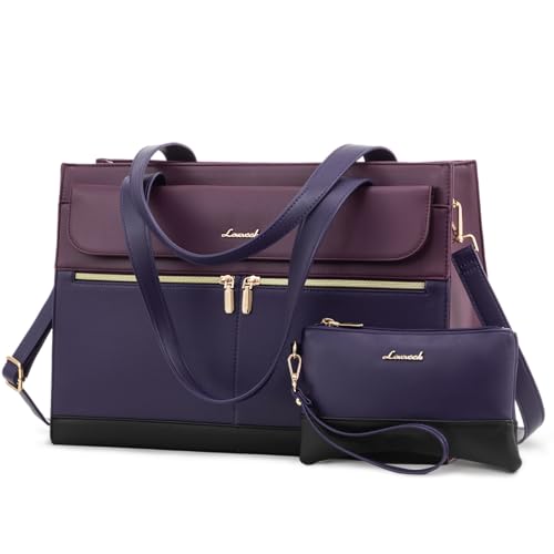 Image of LOVEVOOK Laptop Bag for Women 15.6 Inch Tote Work Professional Leather Computer Briefcase Waterproof Handbag Shoulder Large Capacity Business Teacher Office Crossbody Purse