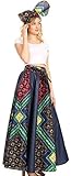 Sakkas W17617 - Monifa Long Maxi Skirt Colorful Ankara Wax Dutch African Skirt Gorgeous - 32-Multi - OS