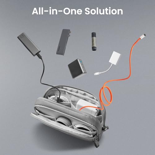 Image of tomtoc Electronic Organizer Travel Case, Water Resistant Dual Compartment Tech Pouch Cable Organization Storage Bag for Charger, Cord, Phone, Hard Drive, Power Bank, Accessories Travel Essentials