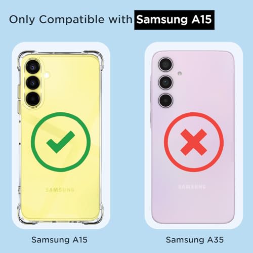 Image of Amazon Basics Back Cover for Samsung Galaxy A15 5G PC + TPU Clear Transparent Raised Edges Shockproof Protective Phone Bumper Case(Transparent)