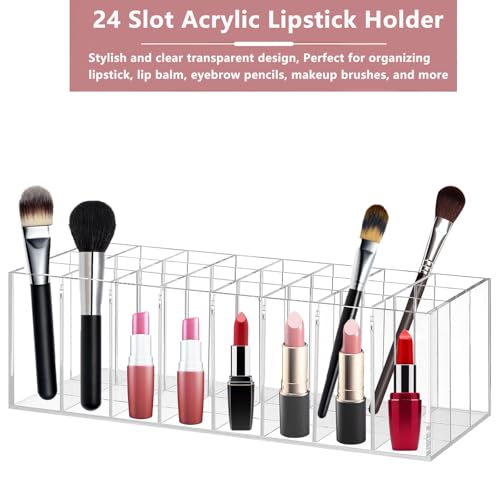 Image of Lipstick Organizer 24 Slot Lipstick Holder Display Rack Small Clear Plastic Compact Lip Gloss Perfume Sample Mascara Holder