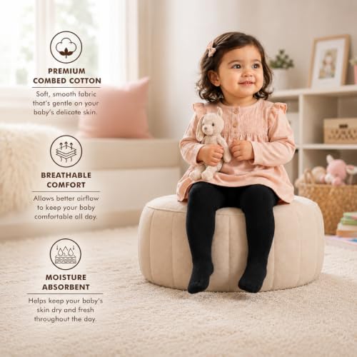 Image of Supersox Cotton Tights for Babies | Combed Cotton, Breathable, Moisture Absorbent & Anti Odour | Soft, Stretchable Full-Length Baby Tights for All-Day Comfort | Pack of 1