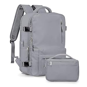 Travel Backpack Women, Carry On Backpack for Men, Hiking Laptop Backpack Waterproof Outdoor Sports Rucksack Casual Daypack, Grey Set