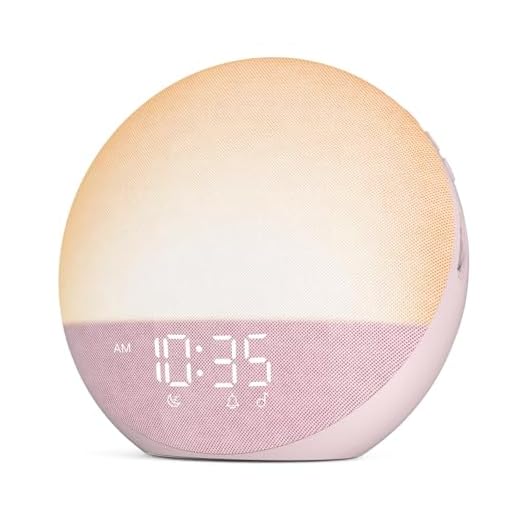 Sunrise Alarm Clock White Noise Machine: Natural Wake Up Light - Dimmable Clock with Bluetooth Speaker for Bedroom - 25 Sleep Sounds for Baby Adults Kids Sakura Pink