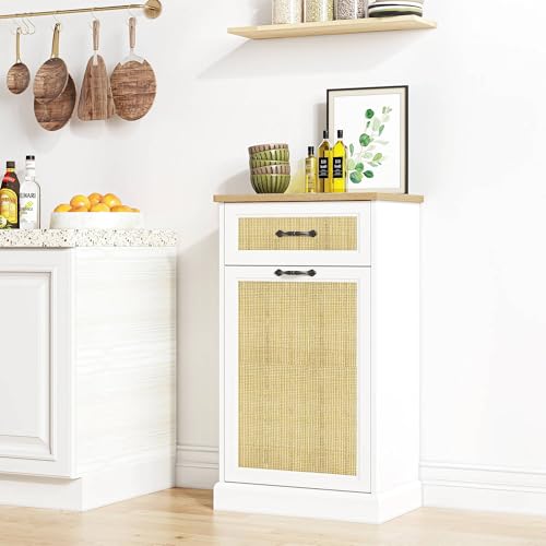 Image of Space-Saving Tilt-Out Kitchen Trash Can Cabinet with 10-Gallon Hidden Storage - Freestanding Garbage Disposal Solution for Organized Kitchens