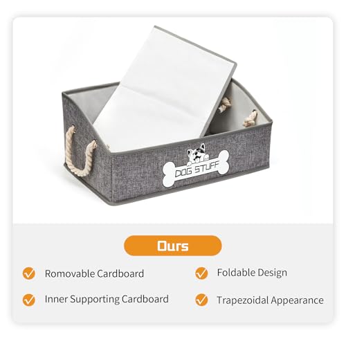 Collapsible Fabric Dog Toy Box and Storage Bin With Handle - Trapezoid Basket Chest Organizer for Pet Toys, Blankets and Accessories