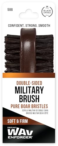 Firstline Wav Enforcer Double-Sided Military Boar Bristle Brush, Brown