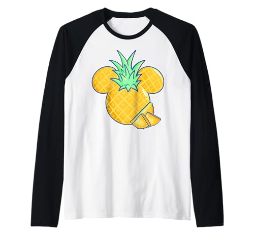 Mickey Disney t-shirt raglan baseball léger et respirant imprimé graphique ananas jaune et noir