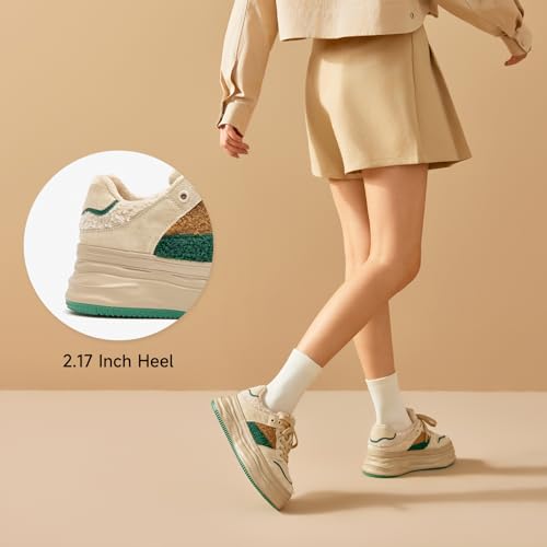 BEAU TODAY Fur Lined Winter Sneakers for Women, Womens Chunky Platform Warm Sneakers, Comfortable Suede Snow Lace-up Non-Slip Round Toe Casual Snow Walking Tennis Shoes4