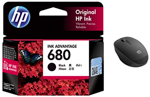 Image of HP 680 Original Ink Advantage Cartridge (Black) & Bluetooth Mouse 250 with Adjustable DPI Upto 3600, 4.2 Bluetooth connectivity, 15-Month Long Battery Life and Safe encryption Technology
