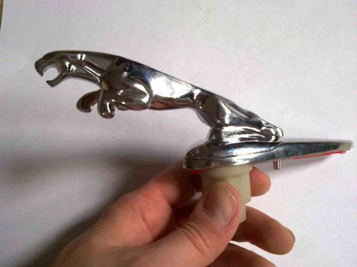 Jaguar Chrome Leaping Cat Bonnet Mascot Badge Spring Loaded / Jaguar Mascot Kühlerfigur Leaping Cat