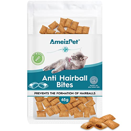 Ameizpet Malta para Gatos Bolas De Pelo, Golosinas Antibolas para Gatos con Taurina Y Extracto De Malta - Antibolas de Pelo para Gatos de Interior, 65 g (2.3 oz)