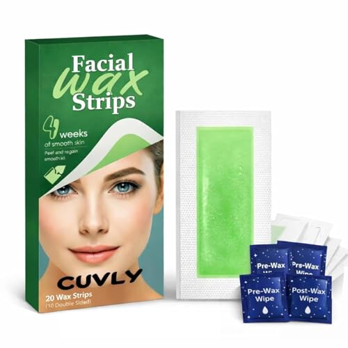 Image of Wax Strip Liposoluble Facial Wax Strips for Women - 20 Wax Strips + 4 Wax Wipes | Facial Hair Removal Face Wax Strip for Upper Lip, Eyebrows, Chin, Sidelocks Wax Hair Removal (Facial Wax Strip)