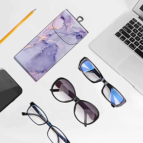 Image of FINTIE Double Glasses Case with Carabiner Hook, Portable Vegan Leather Eyeglass Case Anti-scratch Sunglasses Pouch