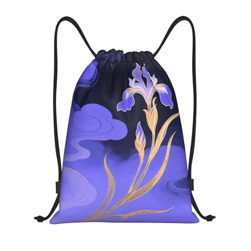 Floral Gold Dark Purple Drawstring Bags Gym Sport Sack Dance Yoga Bag