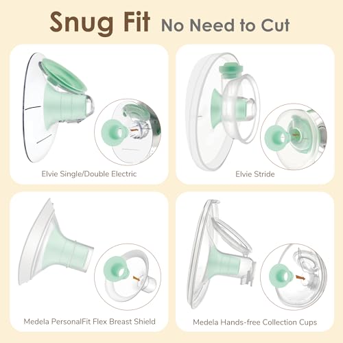 Image of Maymom 14 mm Flange Insert Green Compatible with Elvie Single /Double Electric, Elvie Stride Cup (24mm), Compatible with Medela PersonalFit Flex Shield, Not Original Elvie Replacement Parts