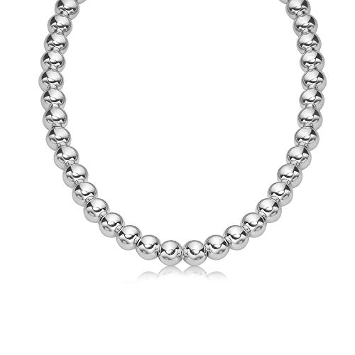 Verona Jewelers Sterling Silver 7MM 8MM Italian Ball Chain Necklace - Handmade Silver Bead Necklace