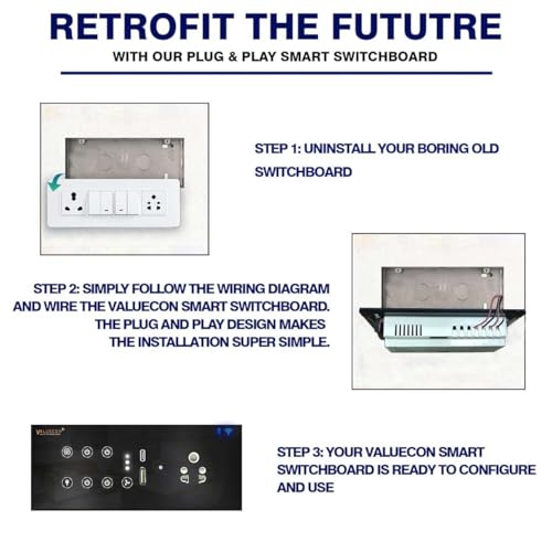 Image of i380 6 modular Smart Wifi Switch Board with 4 Switch,1 Fan,1 Socket, C & A type USB charging ports|Finger-touch, App Control, Voice-controlled by Alexa, Google Home, Google Assis (SLVR MB)